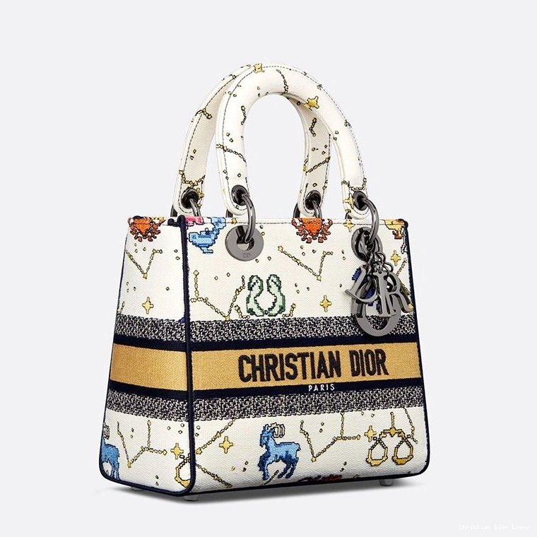 Cheap Medium White Canvas Zodiac D-lite Lady Motif Pixel Bag 0708 Luxury
